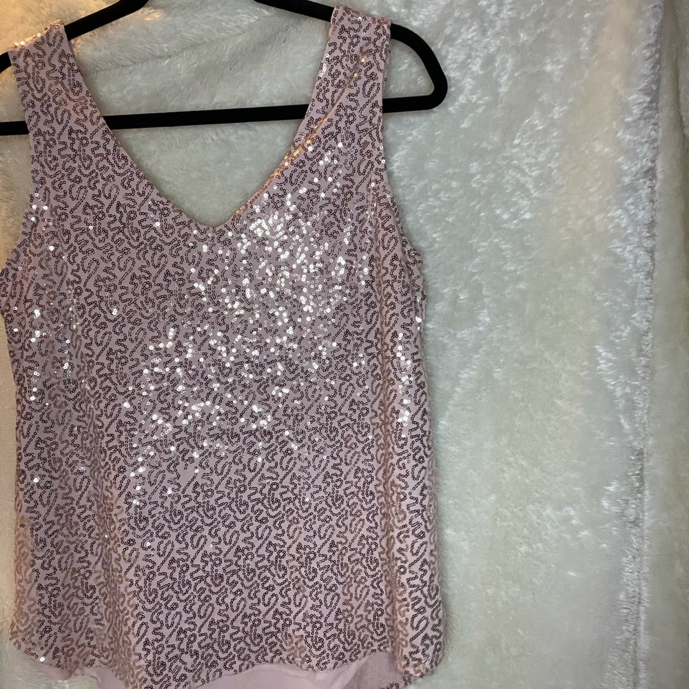 Pale Pink with Gold Sequin Tank